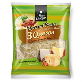 Queso rallado 3 quesos especial pasta FLOR DE BURGOS bolsa 200 grs